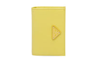 PRADA Saffiano Leather Card Holder Wallet Small Size Women's Yellow