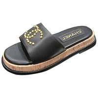 CHANEL Slide Slippers Women's Black
