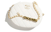 CHANEL Lambskin Camera Bags One Shoulder Crossbody Clutches Mini Women's White
