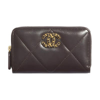 CHANEL 19Bag Lambskin Wallet Women's Brown