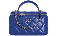 CHANEL Sheepskin Shoulder Bag Crossbody Bag Women's Dark Blue