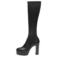 CHANEL 24K Knee-high Boots 11cm Women's Black