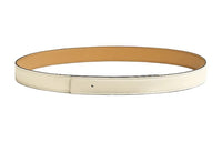 HERMES Solid Color Design Calfskin Leather Leather Belts Women's Beige Width 2.4CM