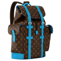 LOUIS VUITTON Coated Canvas Backpack Medium Size Men's Blue & Brown
