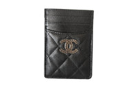 CHANEL Calfskin Card Holder Women's Black