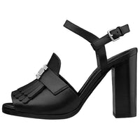 HERMES One-Strap Sandals 9cm Women's Black