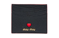MIU MIU Leather Card Holder Mini Women's Black