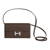 HERMES Constance Long To Go Epsom Leather Wallets Handheld Shoulder Bag Crossbody Bag Women's Dark Brown