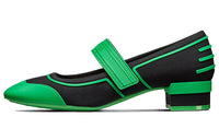 DIOR Roller Block Heel Mary Jane Shoes Women's Black Green