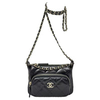 CHANEL Shiny Grain Lambskin Handbag, Shoulder Bag Women's Black