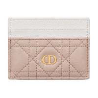 DIOR Caro Calfskin Card Holder Women's Beige
