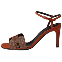 HERMES Heden Strap Sandals 8cm Women's Red Brown