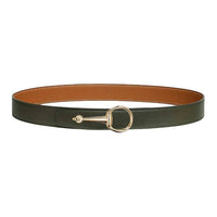 HERMES Calfskin Leather Belts Women's Green Width 3.2CM