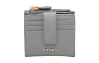PRADA Leather Wallet Small Size Women's Gray