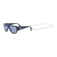 CHANEL 2000s Shield Frame Chain Sunglasses