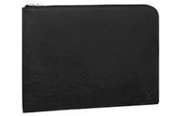 LOUIS VUITTON Cow Leather Clutch Large Size Men's Black