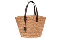 SAINT LAURENT Raffia Fiber Tote Handbag Regular Women's Beige