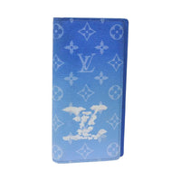 LOUIS VUITTON Brazza Wallet 16 Card Slot Clouds Monogram Blue