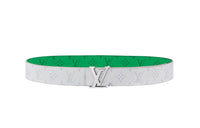 LOUIS VUITTON Double-Sided Belt Logo Plate Buckle Leather Belts Men's White/Green