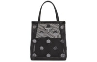 PRADA Leather Tote Bag Shopping Bag Combo One Shoulder Handbag Small Size Women's Black
