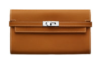 HERMES Kelly Wallet Calfskin Flap Wallet Women's Gold Brown