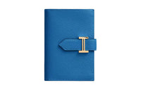 HERMES Bearn Epsom Leather Wallet Card Holder Women's B3 Bleu Zanzibar Tanzanian Blue