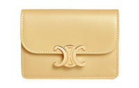 CELINE Triomphe Cow Leather Card Holder Women's Yellow
