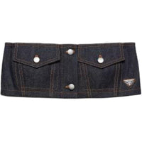 PRADA Crop Top In Selvedge Denim Strapless Top Women's Marine Blue