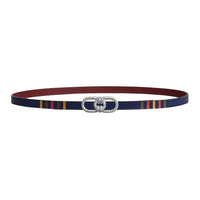 HERMES Palladium-Plated Leather Belts Unisex Light Blue Gemstone/Red Width: 1.3cm