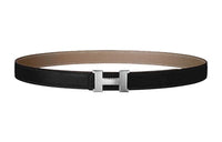 HERMES Hammer Pattern Silver Buckle Epsom Calfskin Double Face Belt Women's Black Width 2.4cm