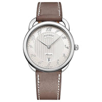 HERMES Wrist Watch Automatic Mechanical Movement Cowhide Strap 40mm White Dial Men's Watches