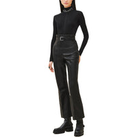 HERMES Leather Pants Women's Black