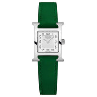 HERMES Heure H Collection Wrist Watch Quartz Movement Cowhide Strap 21*17mm White Dial Women's Watch