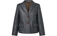 LOUIS VUITTON Pinstripe Leather Boxy Blazer