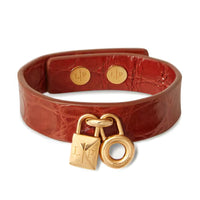 Loro Piana Crocodile Leather Bangles Women's Red Brown