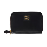 MIU MIU Leather Wallet Trumpets Women's Black