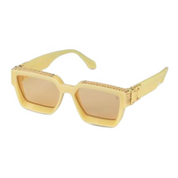 LOUIS VUITTON Acetate Metal Square Sunglasses Men's Beige