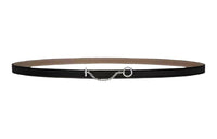HERMES Carrousel Leather Belts Unisex Black/Elephant Gray