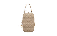 DIOR Lady Dior Lambskin Cell Phone Pouch Women's Warm Beige