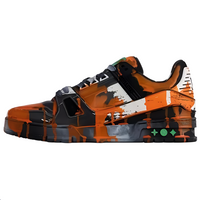 LOUIS VUITTON Trainer Low-Top Skateboard Shoes Unisex Black Orange
