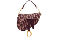 DIOR Saddle Canvas Saddle Bags Shoulder Bags Handbags Mini Women's Burgundy