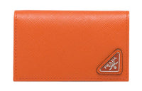 PRADA Saffiano Leather Card Clip Card Holder Wallets Men's Orange