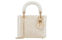 DIOR Resin Pearl Brocade Shoulder Bag Crossbody Bag Handbag Mini Women's White