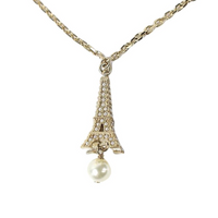 DIOR Resin Pearl Metal Necklaces Women's Gold