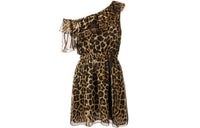SAINT LAURENT One shoulder Ruffled Mini Dress