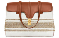CELINE Canvas With Calfskin Canvas Bag Handbag Shoulder Bag Regular Women's Brown/Apricot