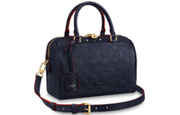 LOUIS VUITTON Speedy Empreinte Embossed Leather Pillow Bag Handbag Women's Deep Sea Blue With Red