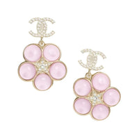 CHANEL Crystal Earrings Women's Gold