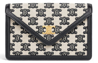 CELINE Triumphal Arch Fabric Crossbody Bag, Shoulder Bag Women's Black/White