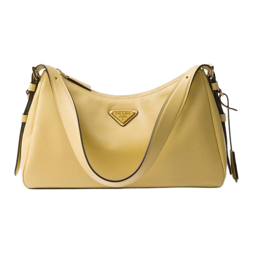PRADA Aimee Cow Leather Shoulder Bag Medium Size Women's Vanilla